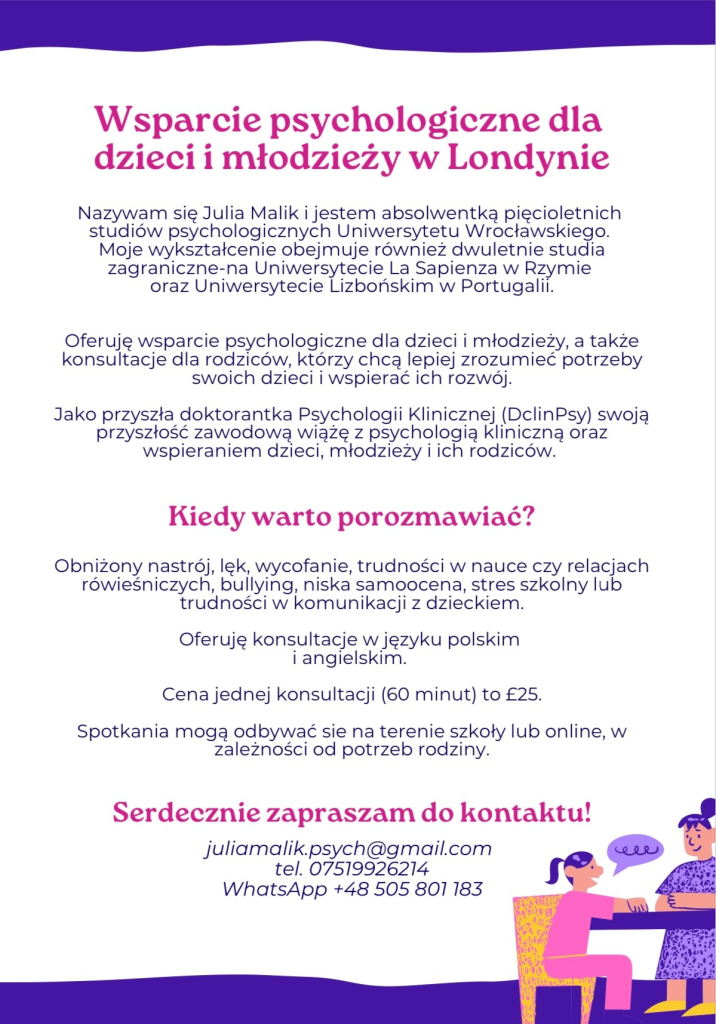 Wsparcie psychologiczne dla polskich dzieci i młodzieży